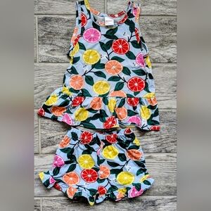 Hanna Andersson 5T Colorful Citrus Print Tank Top and Shorts Set VGUC